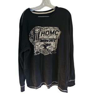 Harley Davidson Shirt Men's 2XLarge Black Milwaukee Motorcycle Club Long-sleeve